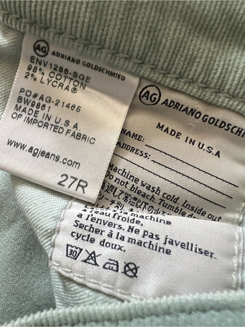 Corduroy Pants in Sage Green and Rust - Classic Casual Fit - Picture 5 of 12